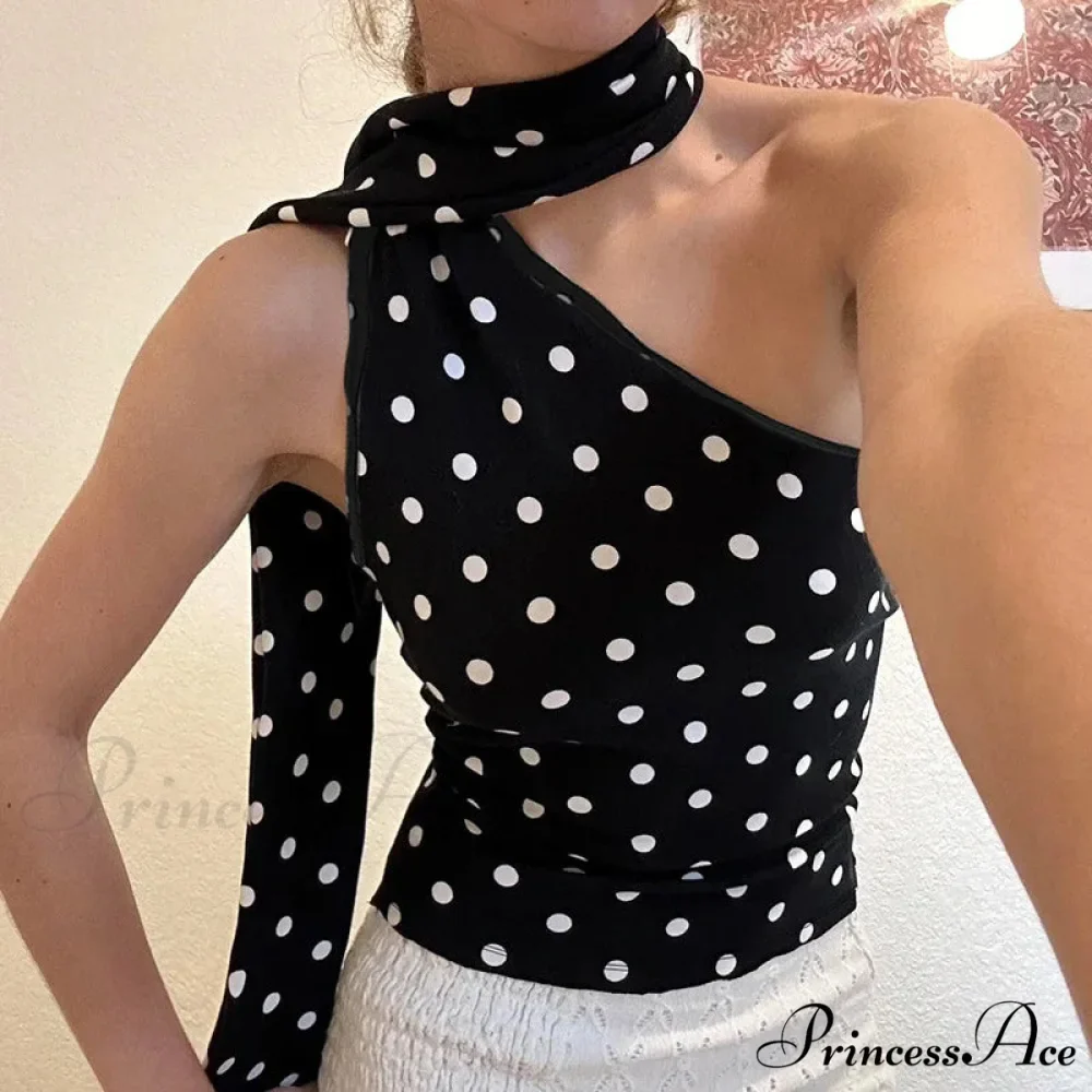 Dotted Scarf Midriff Top - Image 2
