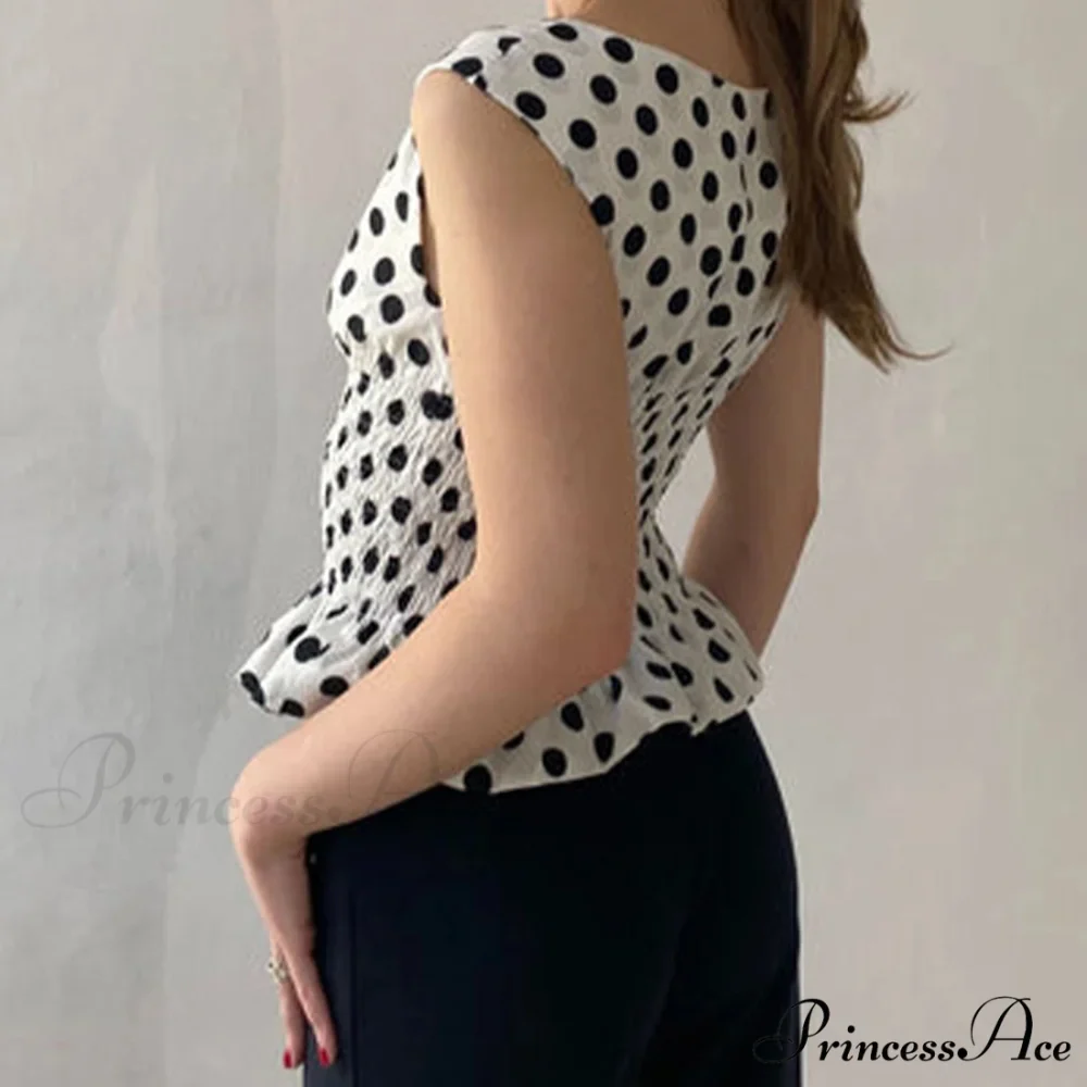 Dotted Shirred Crop Top - Image 3