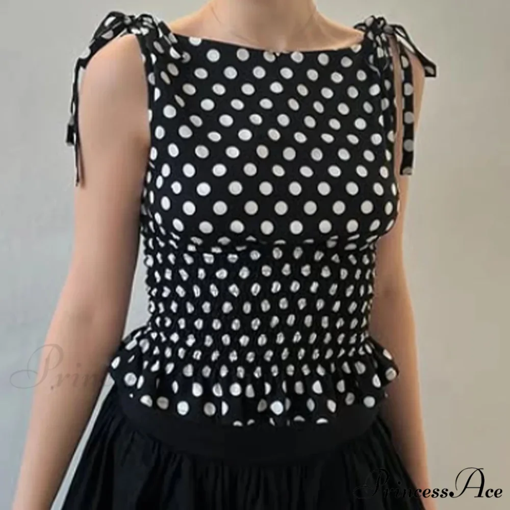 Dotted Shirred Crop Top - Image 4