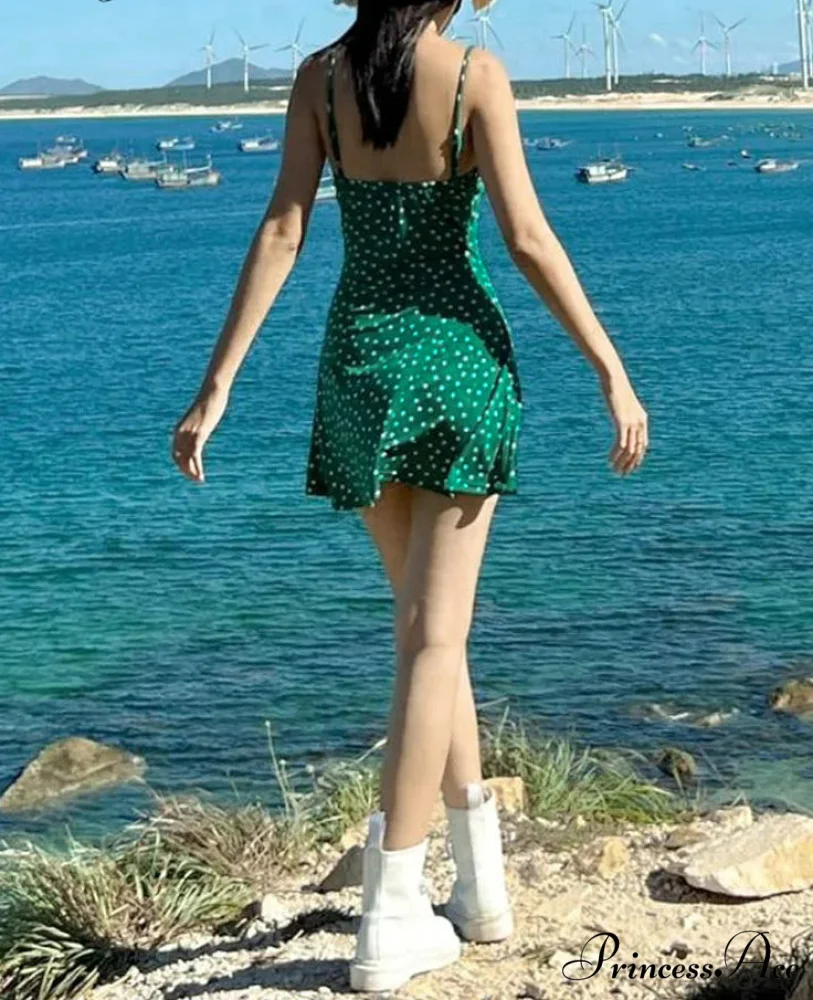 Dotted Thin Strap Mini Dress - Image 2