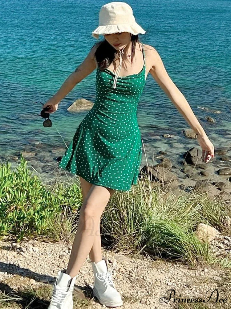 Dotted Thin Strap Mini Dress - Image 3