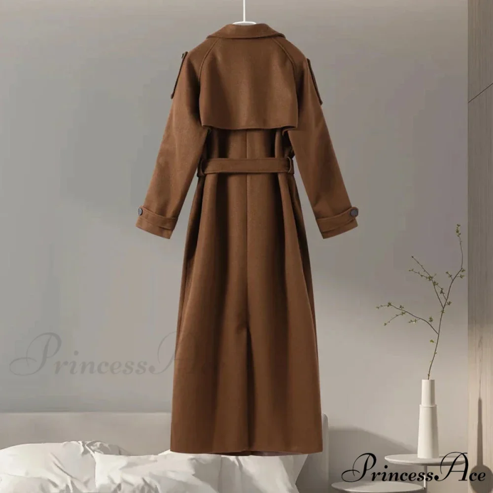 Dual-Breasted Wool Cinched Overcoat - Image 4