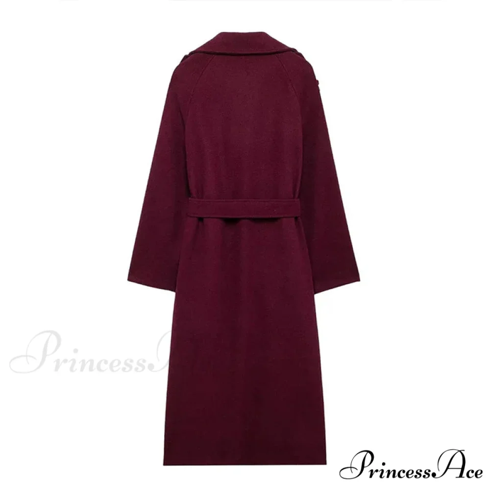 Dual-Breasted Wool Cinched Overcoat - Image 6