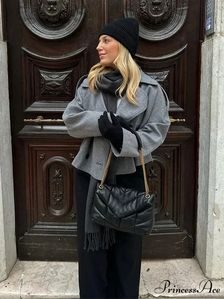 Dual Breasted Woolen Mix Coat - Image 5