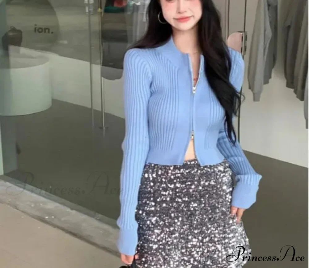 Dual-Headed Zipper Premium Knitted Cardigan Jacket - Image 2