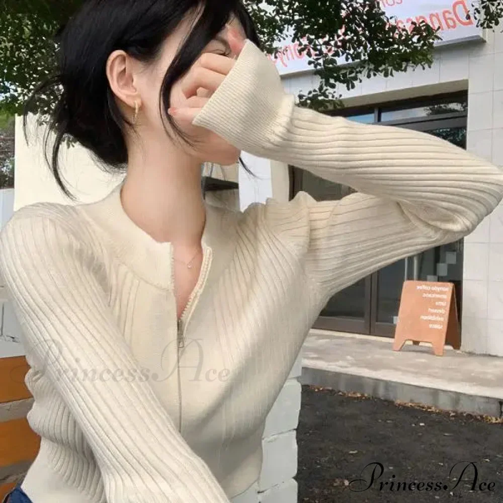 Dual-Headed Zipper Premium Knitted Cardigan Jacket - Image 3