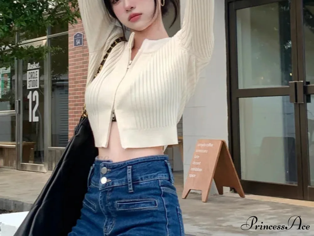 Dual-Headed Zipper Premium Knitted Cardigan Jacket - Image 6