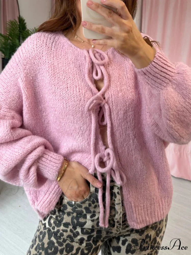 Durable Bind Front Circular Neck Baggy Cardigan - Image 2