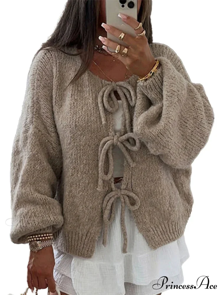 Durable Bind Front Circular Neck Baggy Cardigan - Image 6