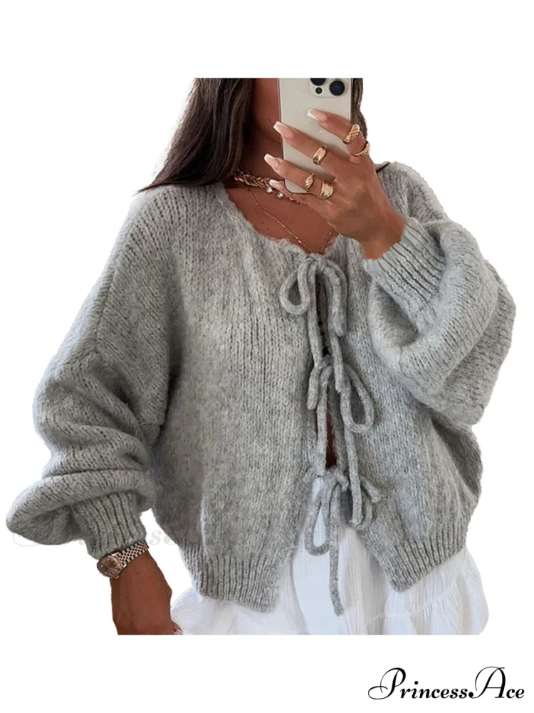 Durable Bind Front Circular Neck Baggy Cardigan - Image 7