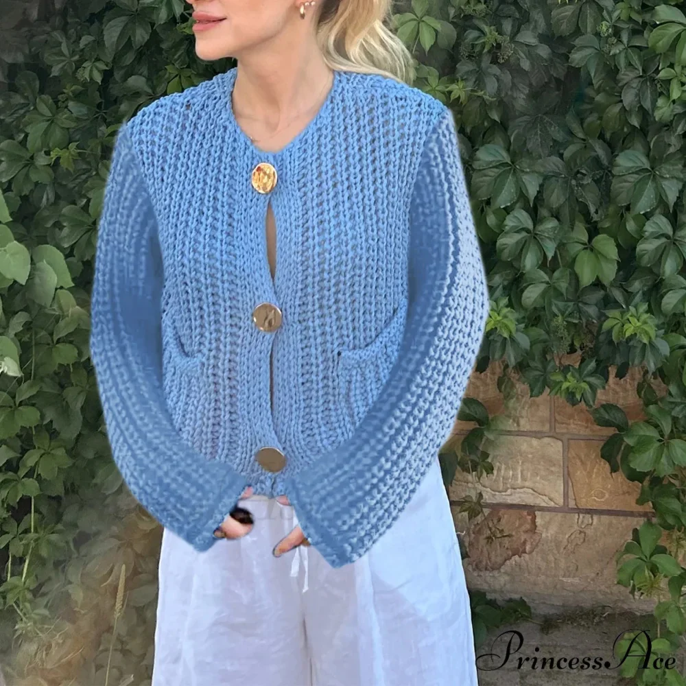 Durable Button-Up V-Neck Informal Knitted Cardigan - Image 4