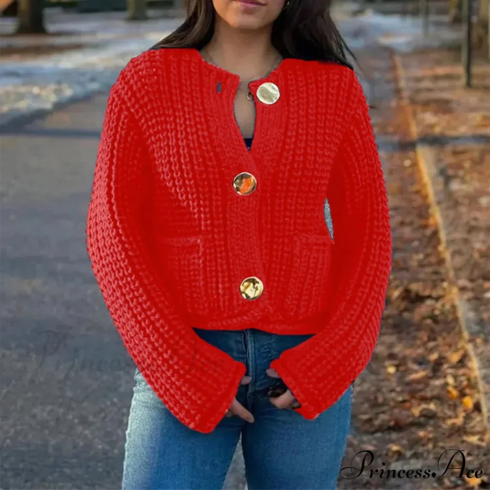 Durable Button-Up V-Neck Informal Knitted Cardigan - Image 6