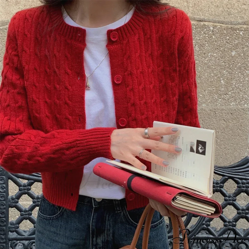 Durable Circular Neck Unfastened 2000s Fashion Knitted Cardigan