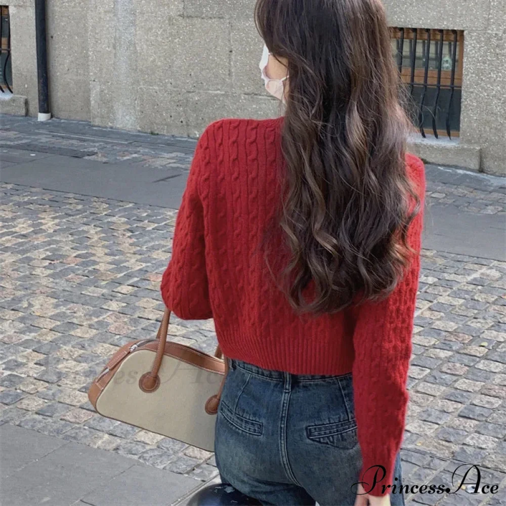 Durable Circular Neck Unfastened 2000s Fashion Knitted Cardigan - Image 2