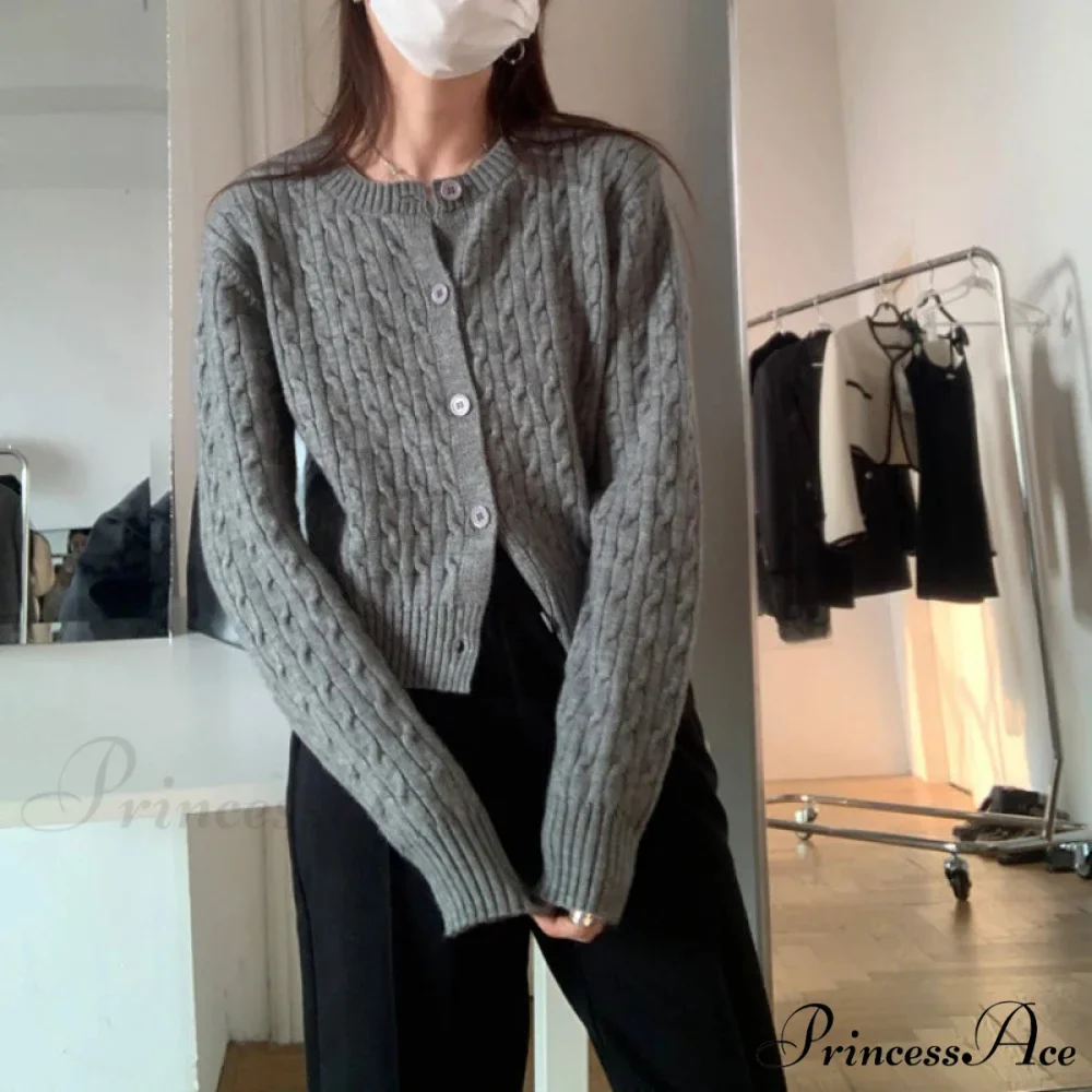 Durable Circular Neck Unfastened 2000s Fashion Knitted Cardigan - Image 3