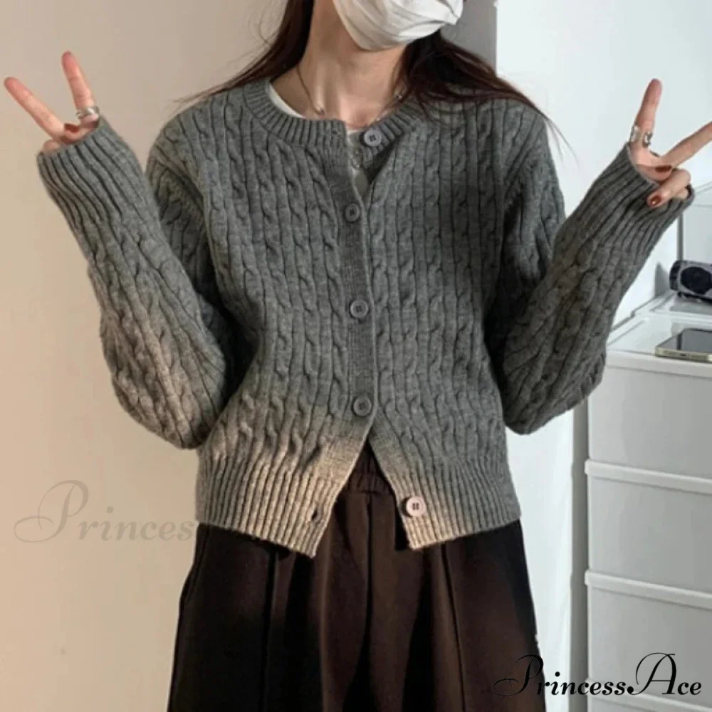 Durable Circular Neck Unfastened 2000s Fashion Knitted Cardigan - Image 4