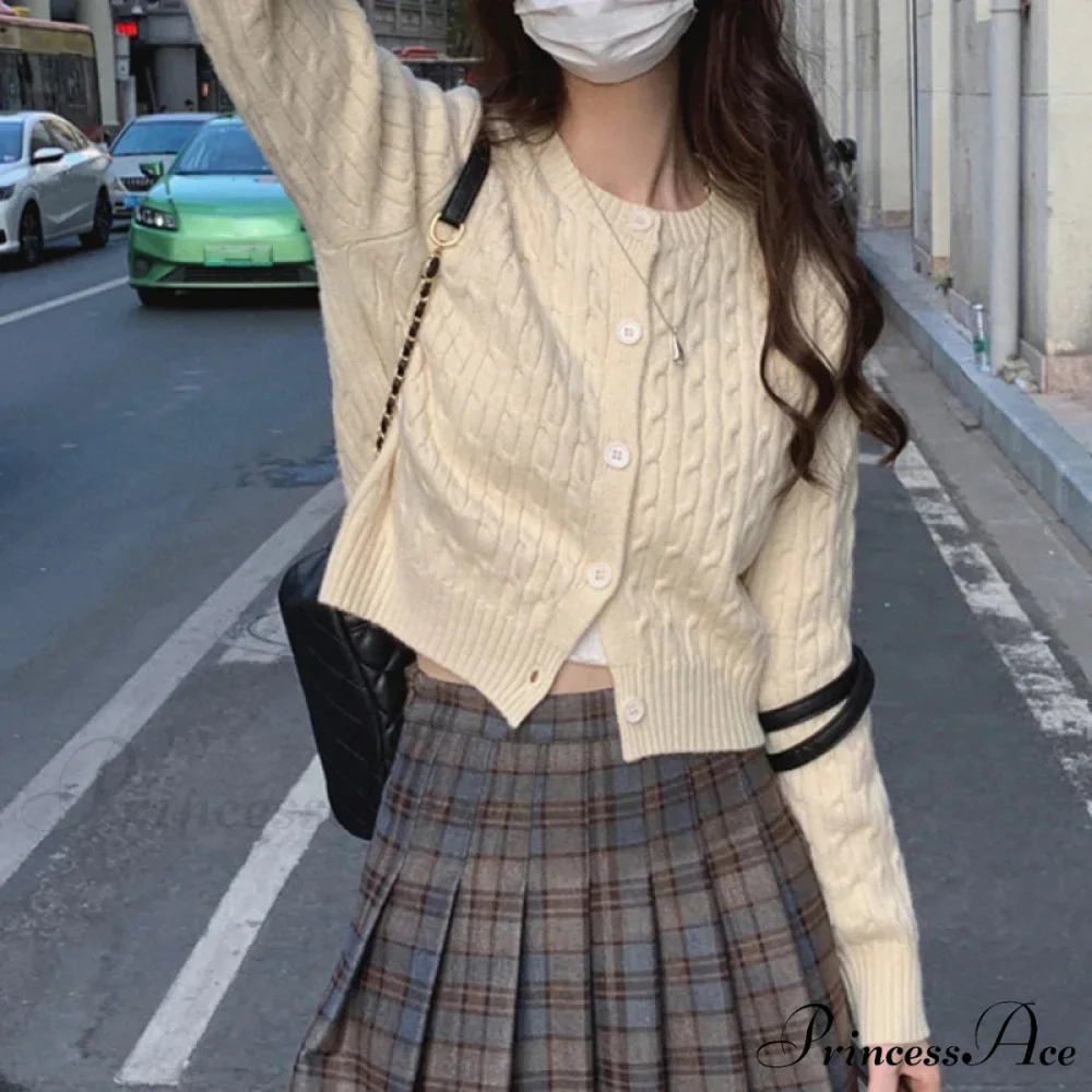 Durable Circular Neck Unfastened 2000s Fashion Knitted Cardigan - Image 5