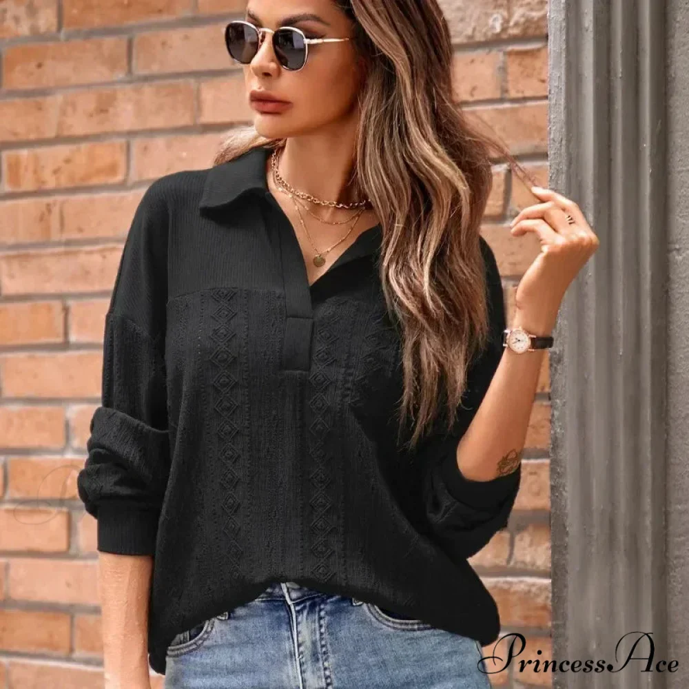 Durable Collar Pullover Knit Top Classy Top - Image 3