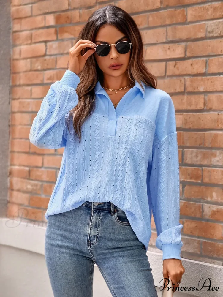 Durable Collar Pullover Knit Top Classy Top - Image 6
