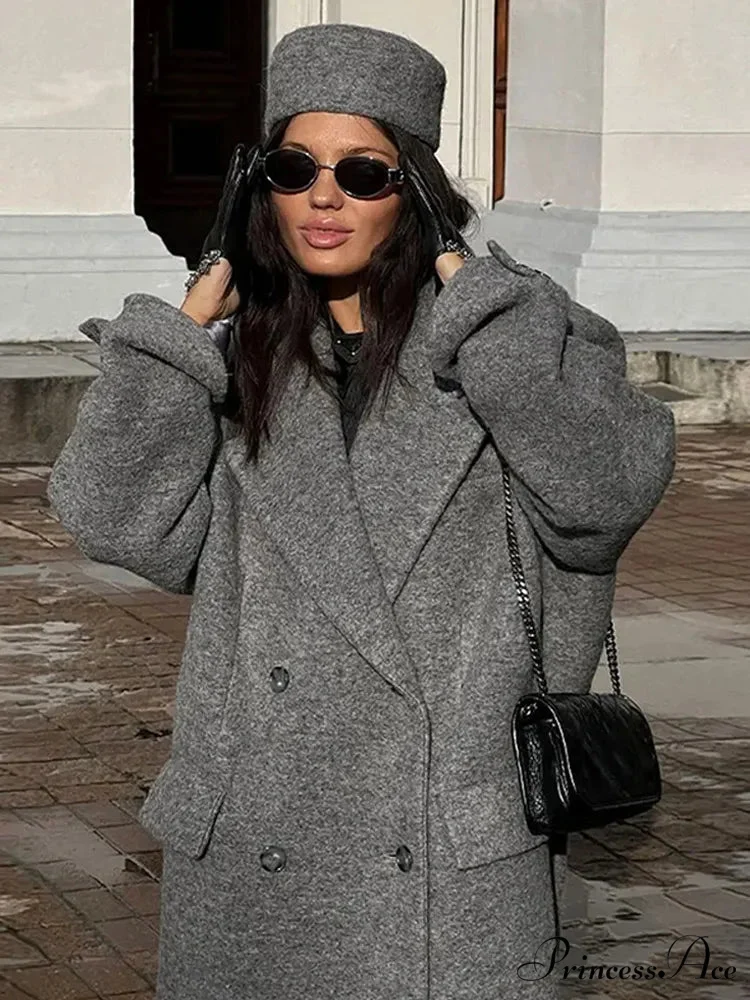 Durable Decline Collar Baggy Overcoat - Image 3