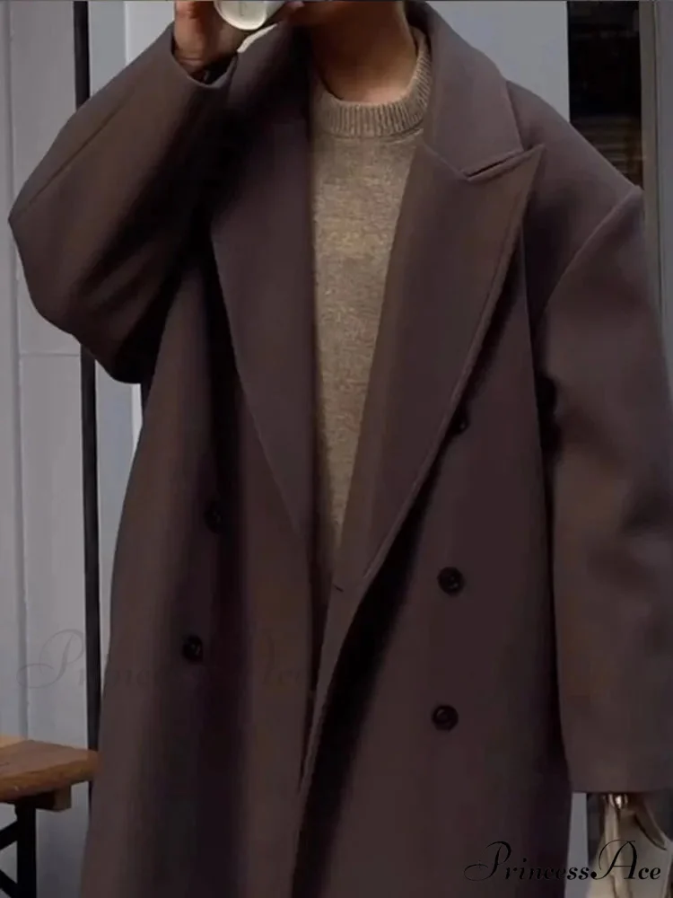 Durable Dual-Breasted Fold-Down Overcoat - Image 6