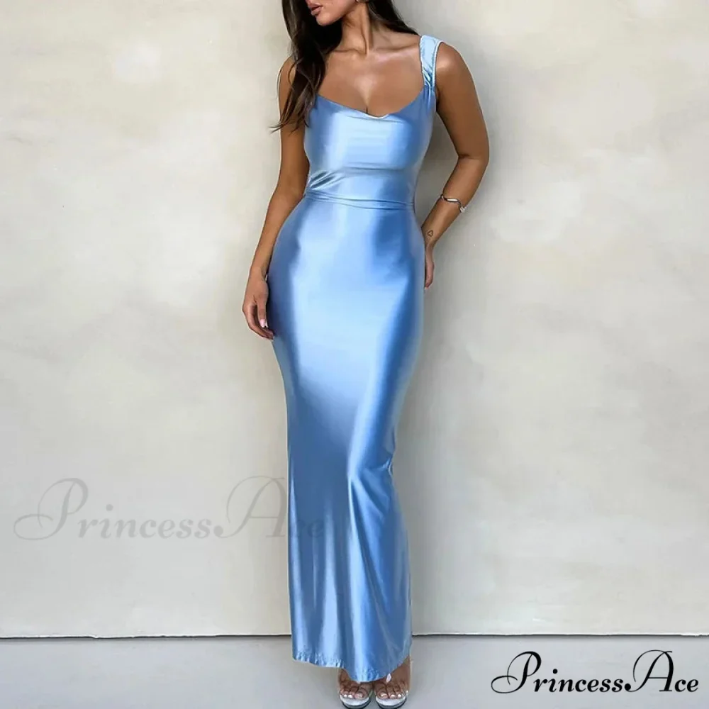Durable Empty Sleeveless Silk Holiday Dress - Image 2