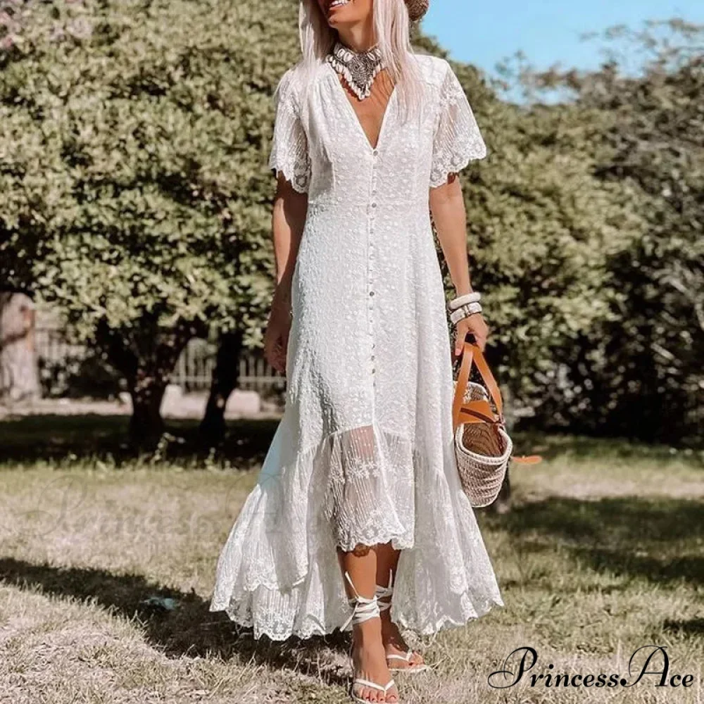 Durable Flower Short Sleeve Bohemian Dress - Image 3