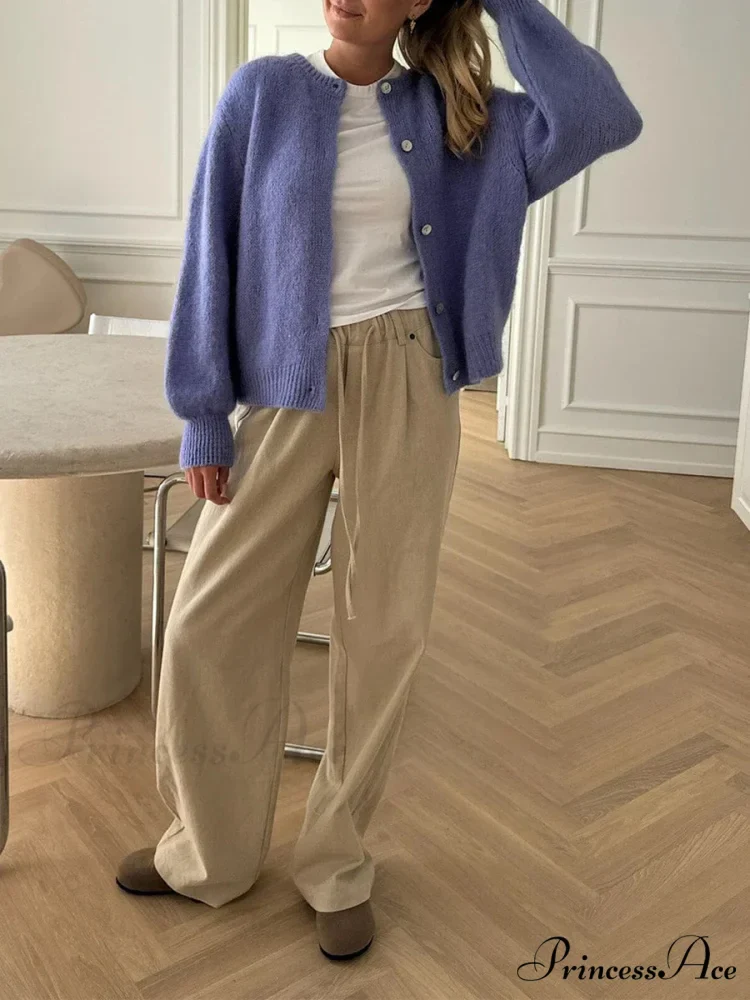Durable Fluffy Button Up Knit Cardigan - Image 5