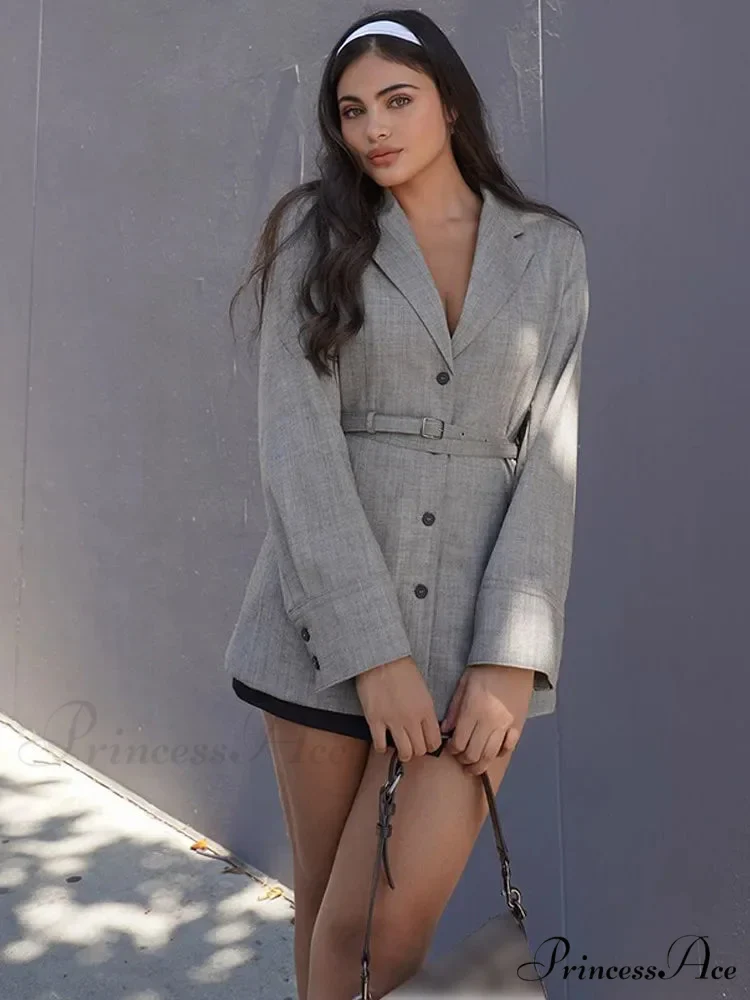 Durable Jacket with Belt V-neck Collar Coat - Image 3