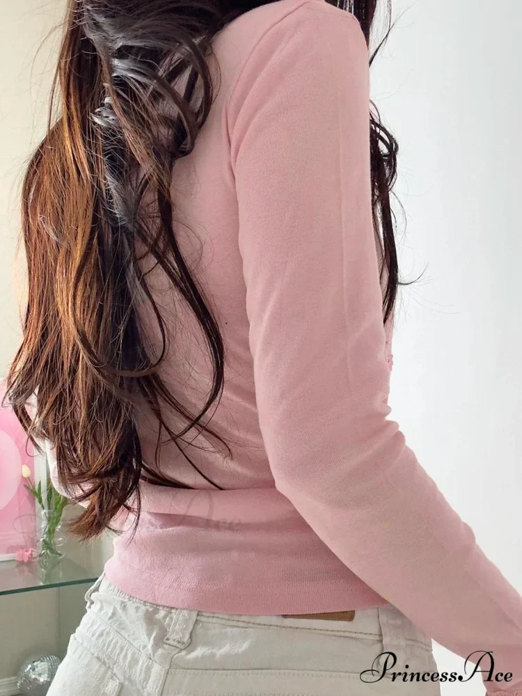 Durable Lace Trim Fundamental Slim Square Collar Extended Sleeve Knit Top - Image 2
