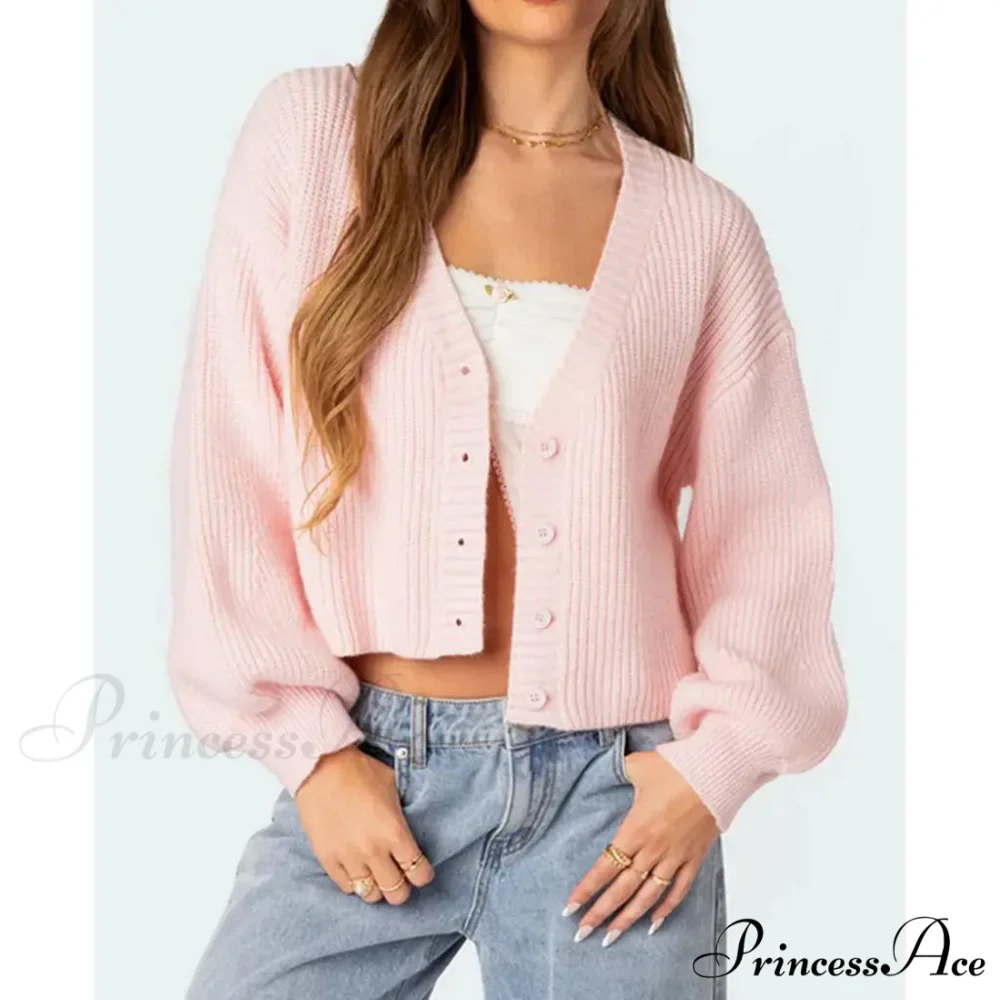Durable Lantern Sleeve Button Down Knit Cardigan - Image 4