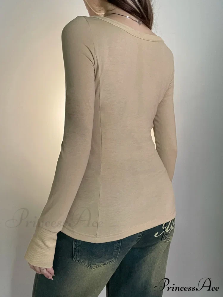 Durable Patchwork Slim O-Neck Long Sleeve Knit Top - Image 2