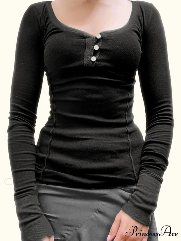 Durable Patchwork Slim O-Neck Long Sleeve Knit Top - Image 4