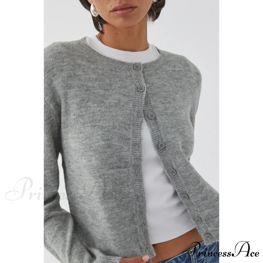 Durable Retro Circular Neck Button Cardigan - Image 2