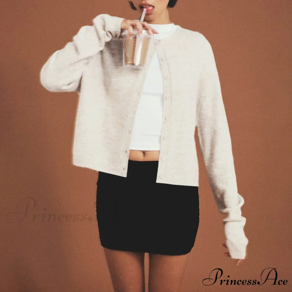 Durable Retro Circular Neck Button Cardigan - Image 3