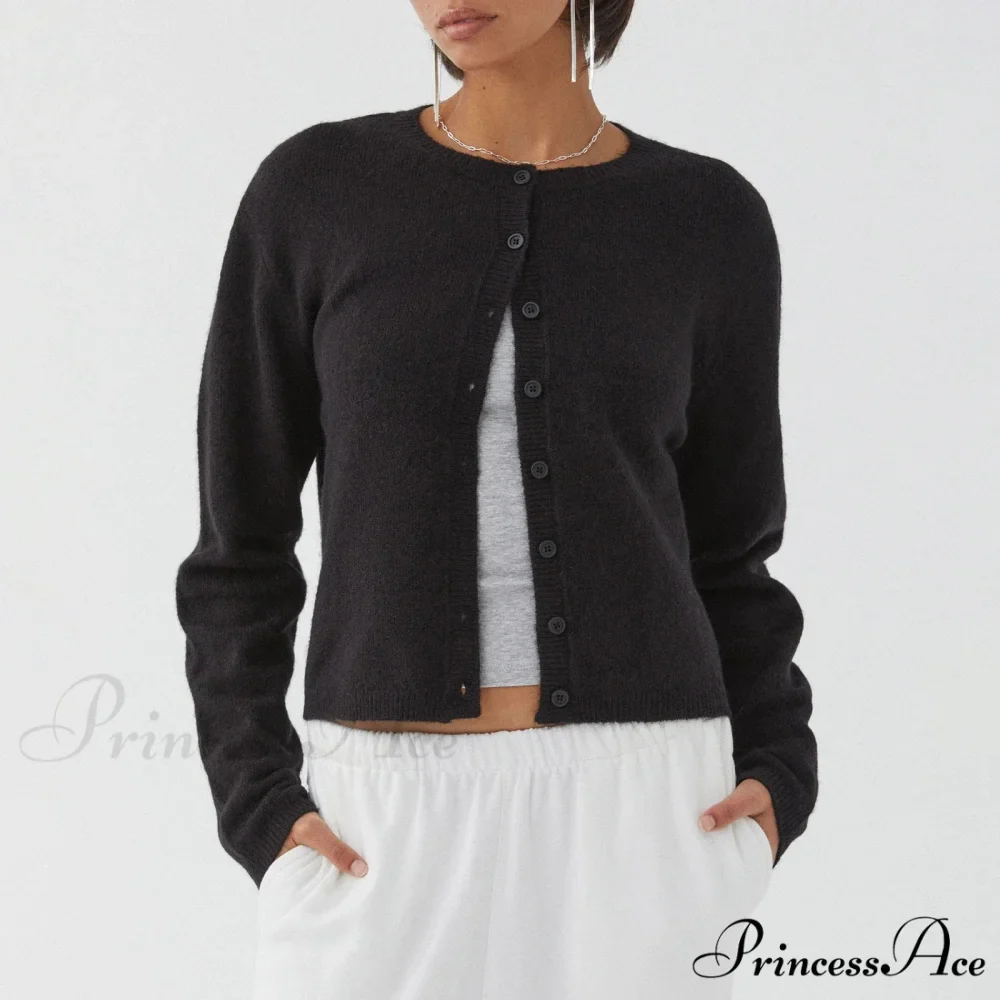 Durable Retro Circular Neck Button Cardigan - Image 4