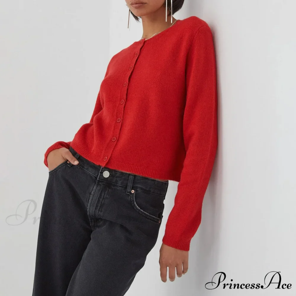 Durable Retro Circular Neck Button Cardigan - Image 6