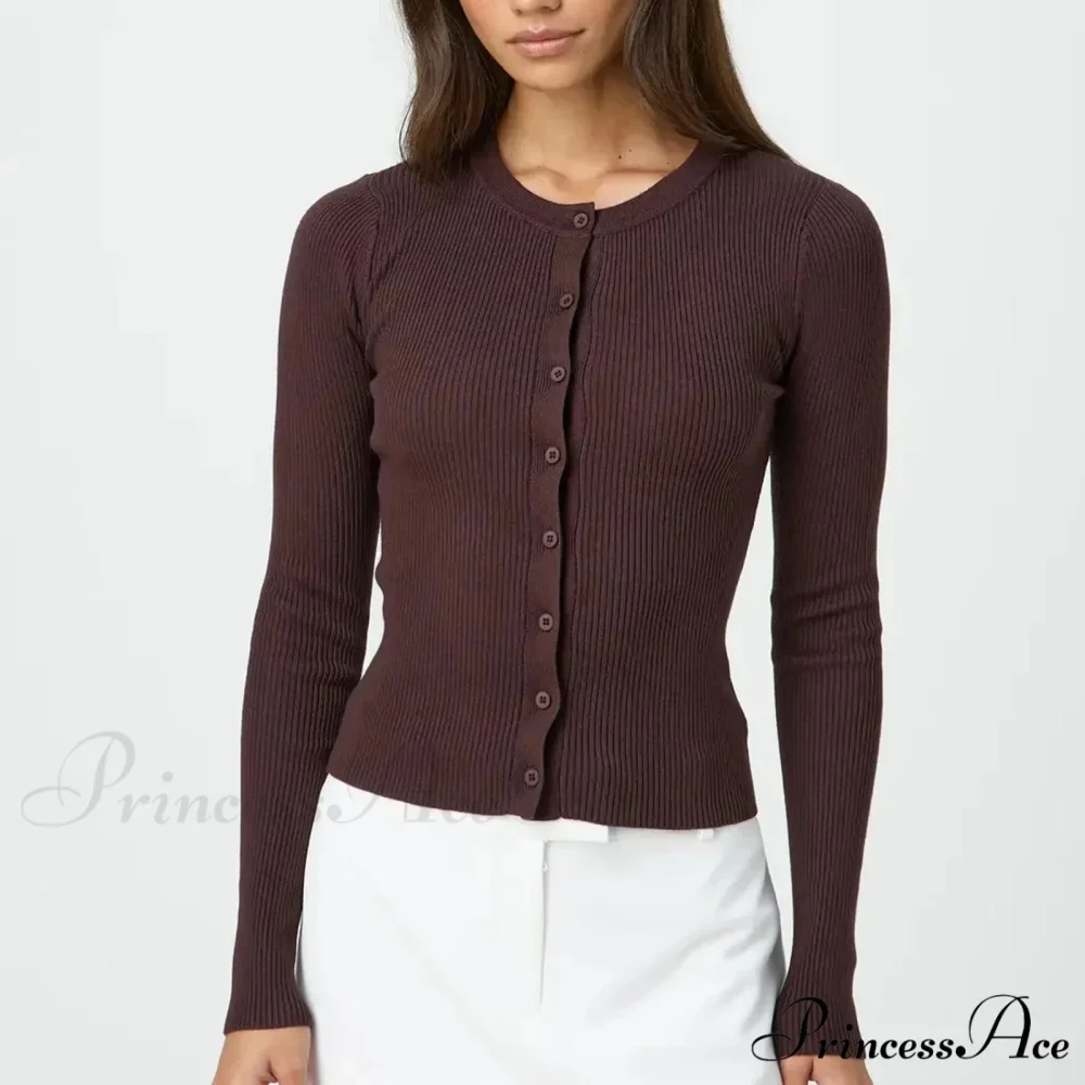Durable Ridged Button Up Trim Knit Cardigan - Image 3