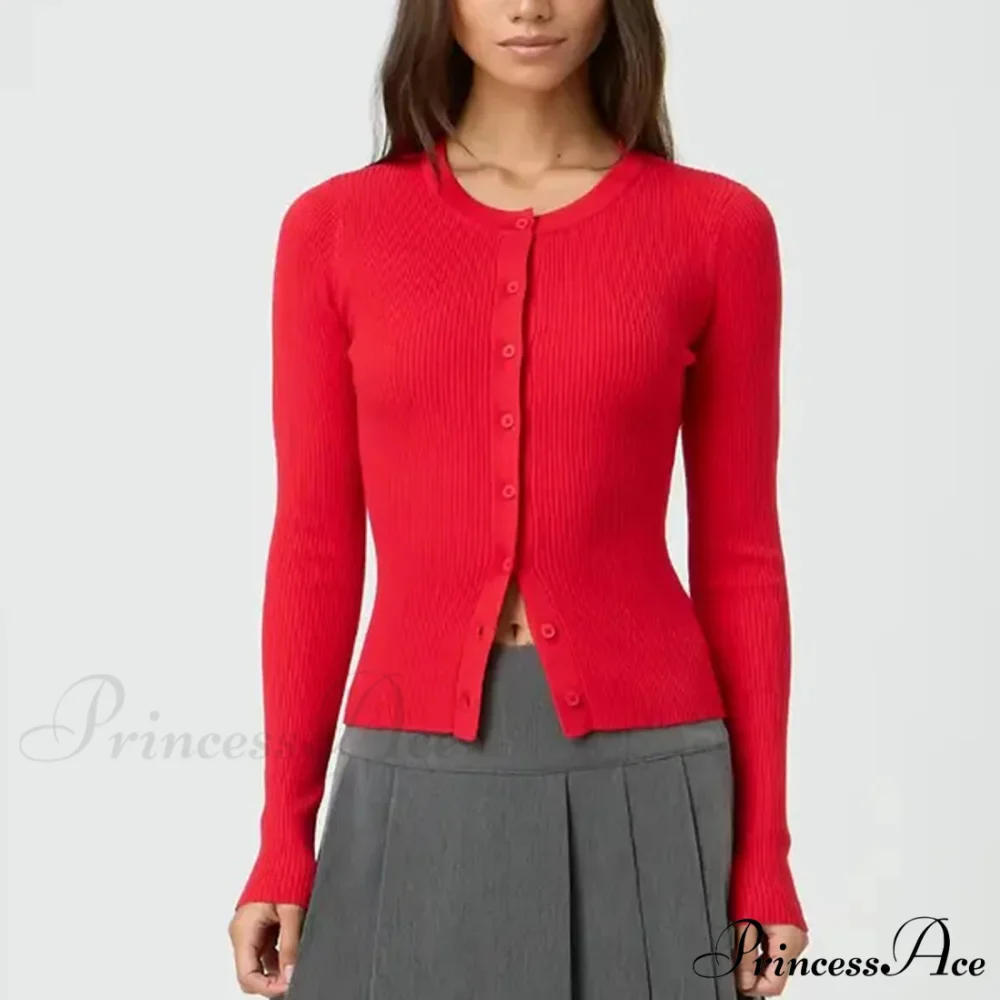 Durable Ridged Button Up Trim Knit Cardigan - Image 5