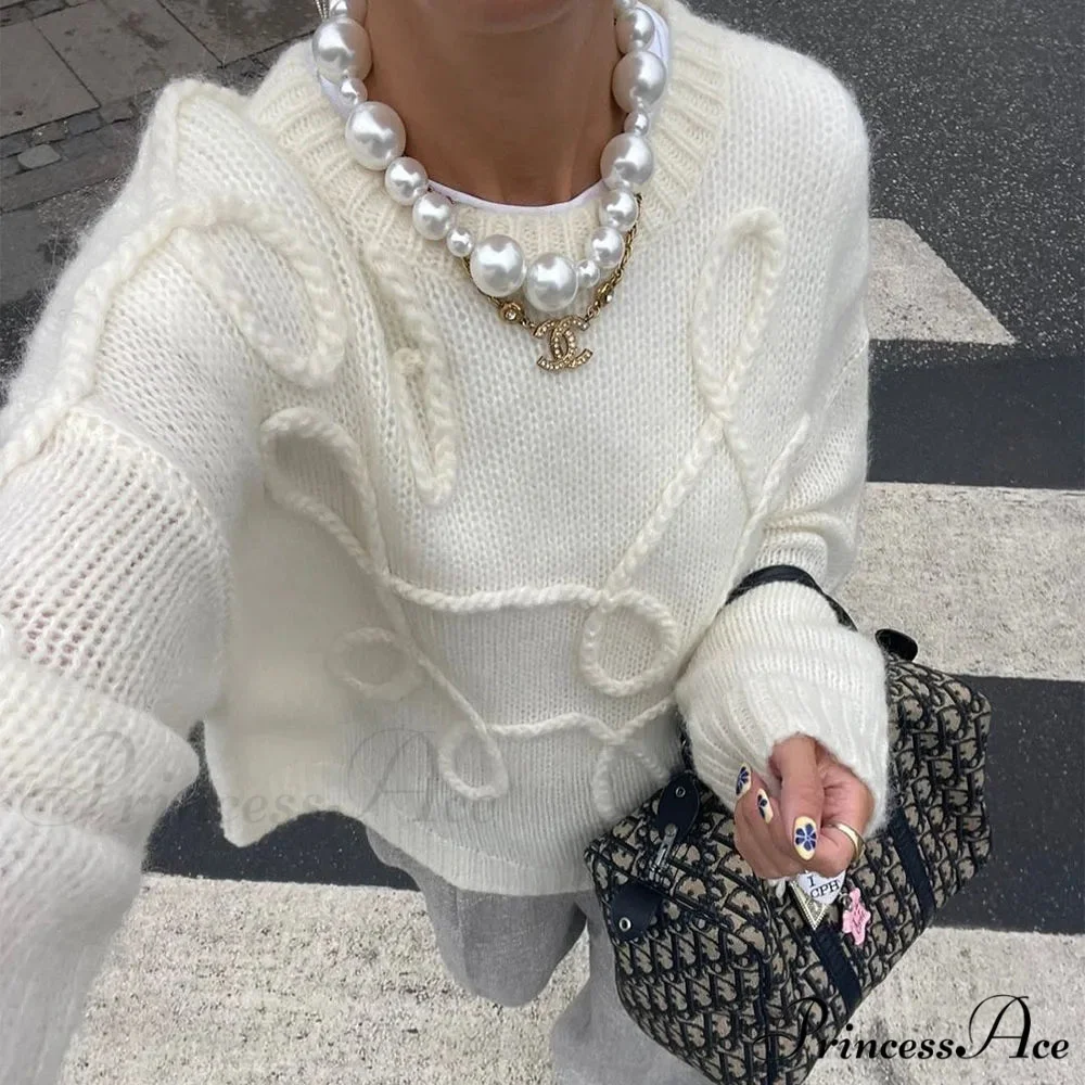 Durable round-neck Extended Sleeve Informal Sweater - Image 5