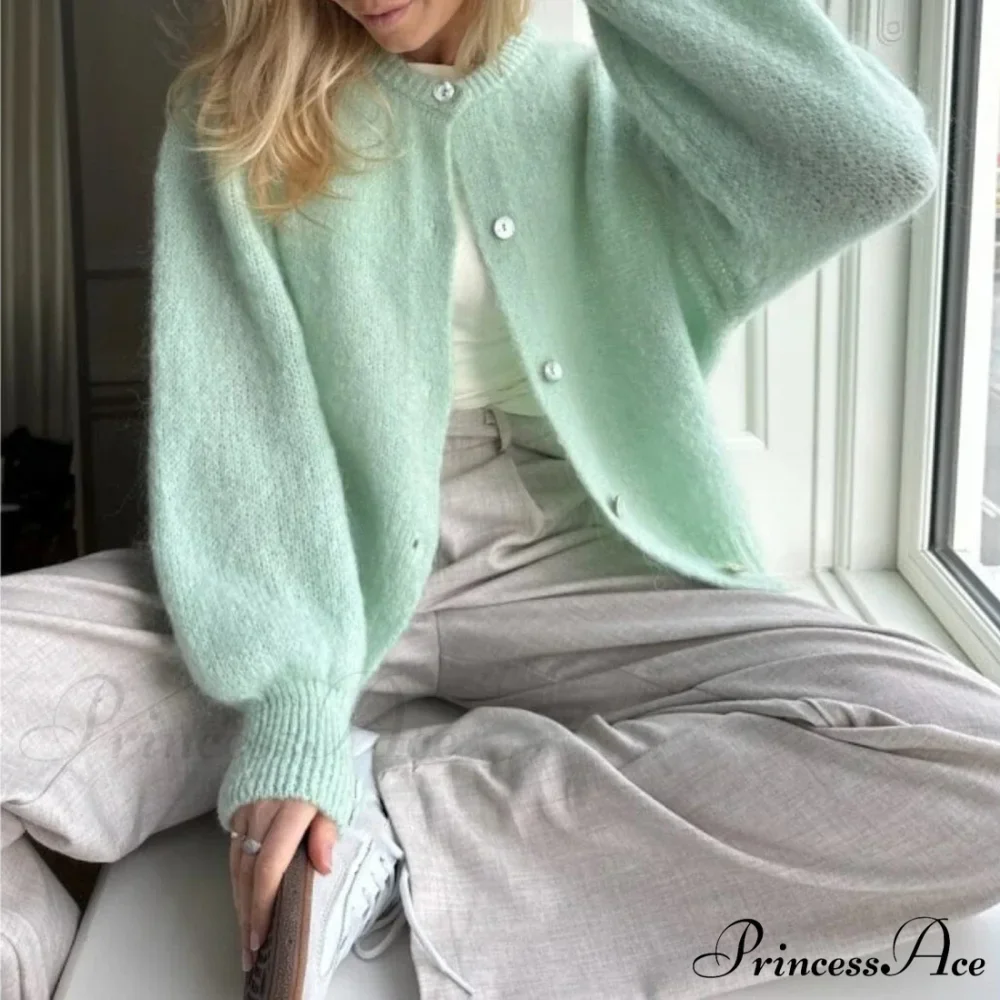 Durable Round-neck Short Knitted Cardigan