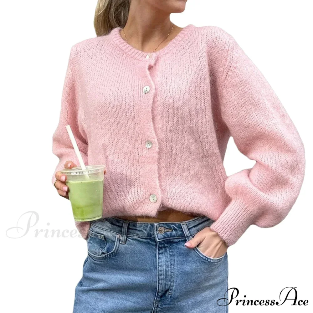 Durable Round-neck Short Knitted Cardigan - Image 10
