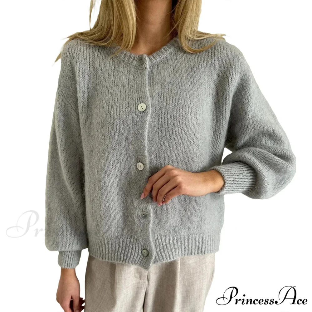 Durable Round-neck Short Knitted Cardigan - Image 12