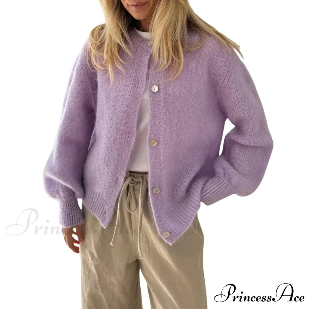 Durable Round-neck Short Knitted Cardigan - Image 14