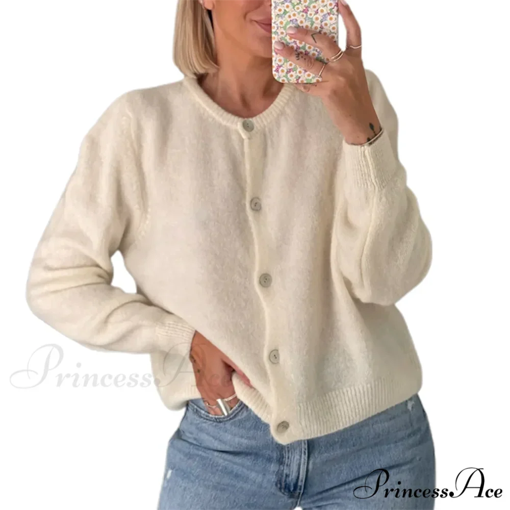 Durable Round-neck Short Knitted Cardigan - Image 20