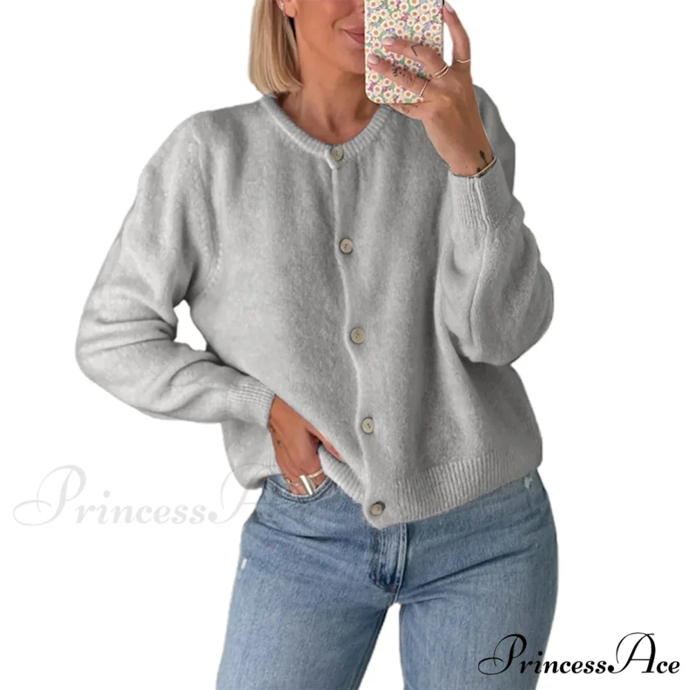 Durable Round-neck Short Knitted Cardigan - Image 22