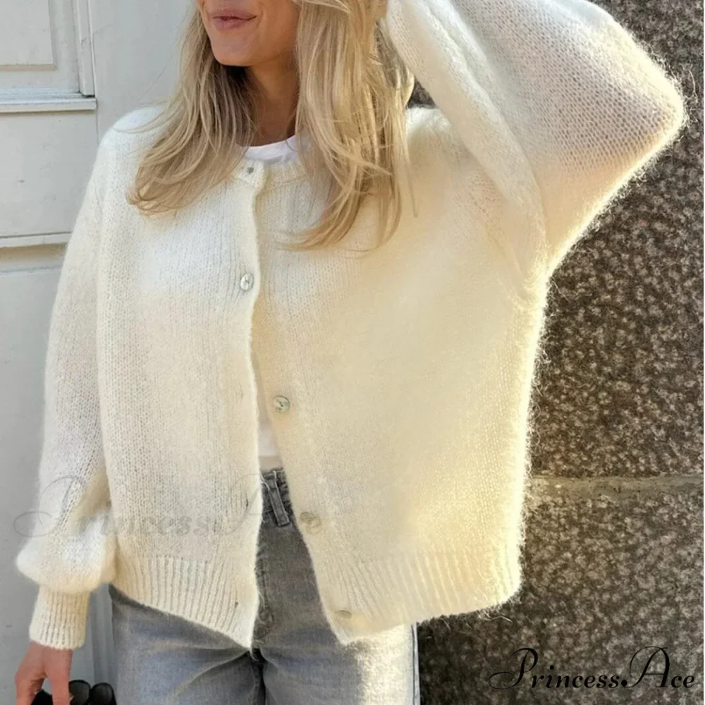 Durable Round-neck Short Knitted Cardigan - Image 5