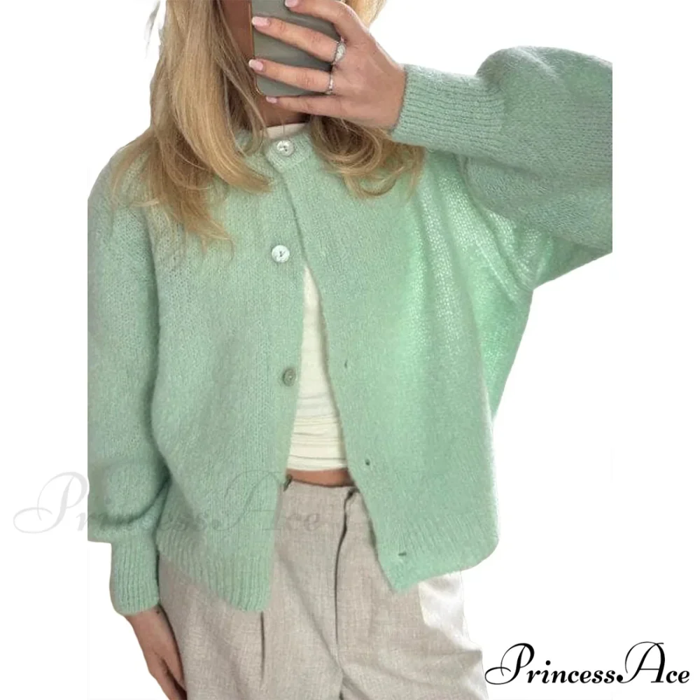 Durable Round-neck Short Knitted Cardigan - Image 9
