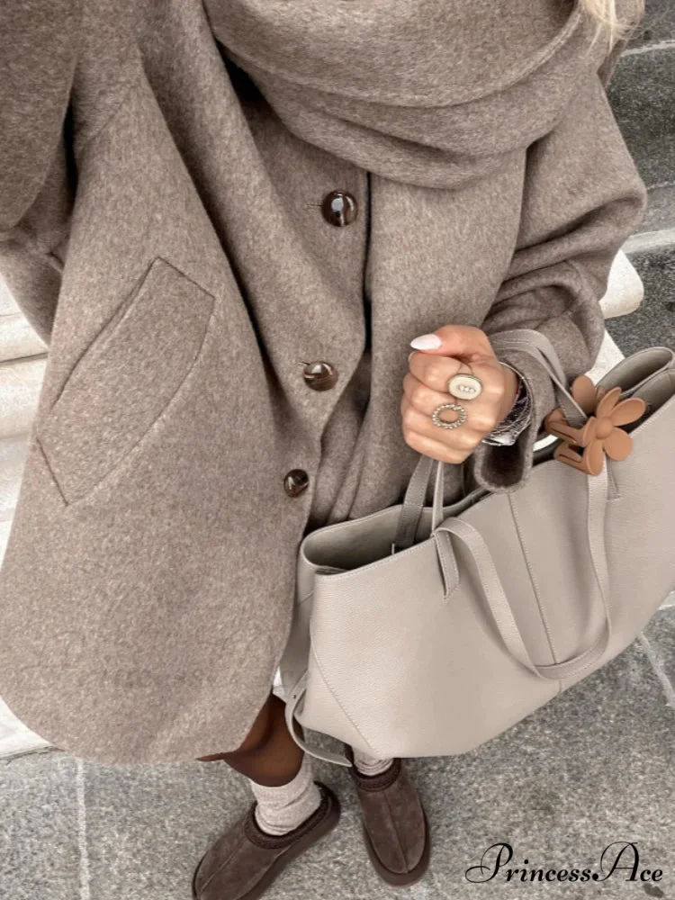 Durable Solo Buttoned Woolen Overcoat - Image 3