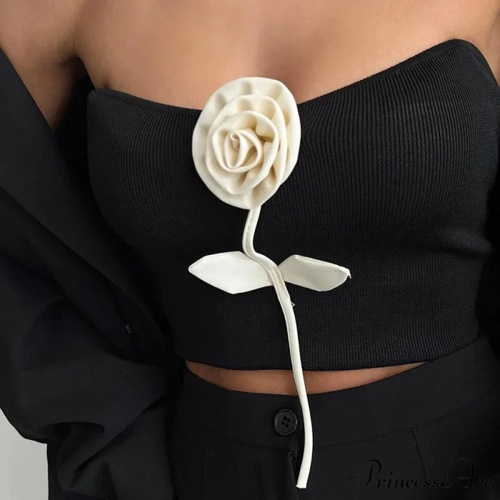 Durable Sophisticated Sleeveless Bandeau Informal Blossom Tube Crop Top - Image 4